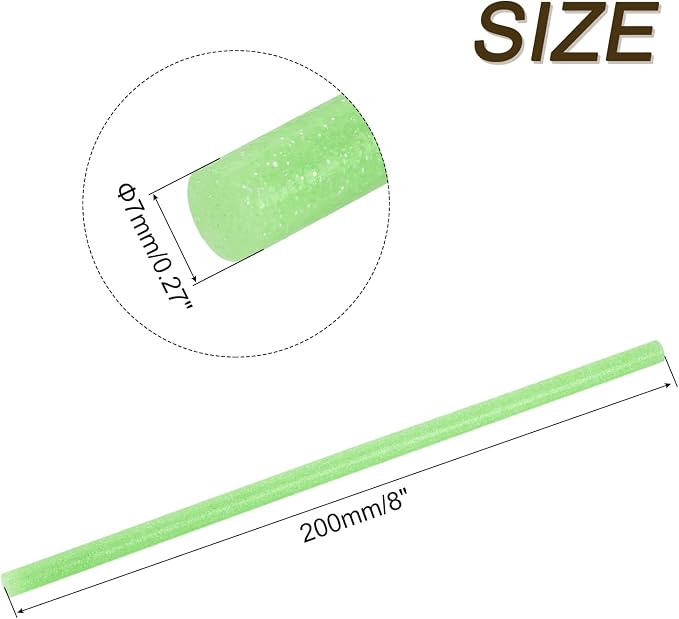 uxcell 30pcs Full Size Hot Glue Gun Sticks 8-inch x 0.27-inch High Sticky Small Hot Glue Sticks for Glue Gun, Glitter Fruit Green