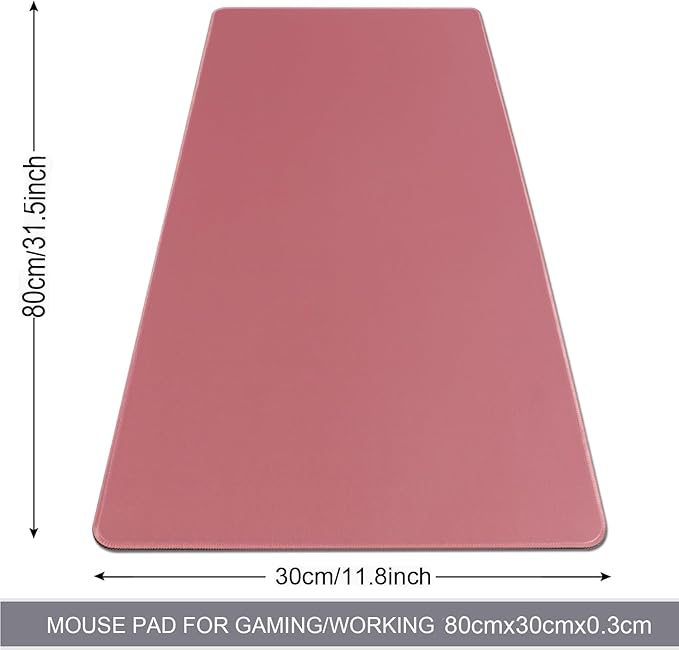 Gaming Mouse Pad,Large Mouse Pad Size 31.5x11.8 Thickness 0.12 inches,Premium-Textured Non-Slip & Waterproof Computer Mousepad with Stitched Edges for Gaming,Office & Home-80x30 Darkpaink013