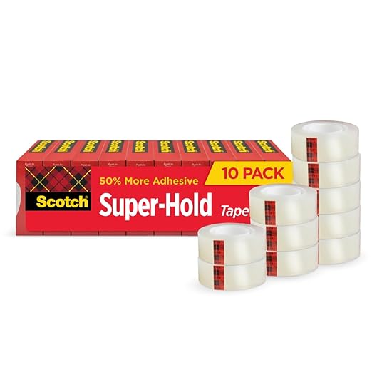 Scotch Super-Hold Tape, 10 Rolls, Transparent Finish, 50% More Adhesive, Trusted Favorite, 3/4 x 800 Inches, Boxed (700S10)