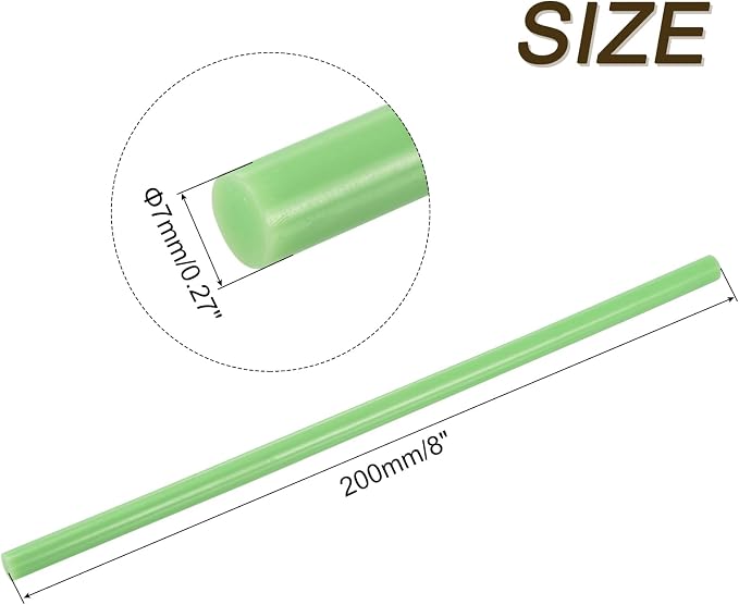 uxcell 30pcs 7mm x 200mm Full Size Hot Glue Gun Sticks 8-inch x 0.27-inch High Sticky Small Hot Glue Sticks for Glue Gun, Deep Green