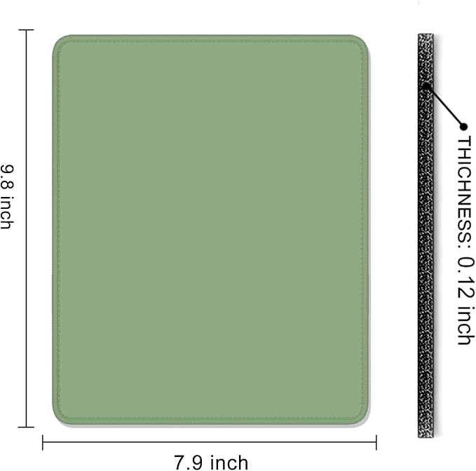 Auhoahsil Green Mouse Pad, 12 x 10 Inch Square Mousepad, 3mm Thick Rubber Mouse Mat with Pretty Design, Premium-Textured Non-Slip for Gaming Work Office Wireless Mouse Men Women