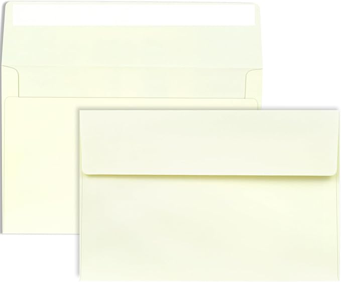 A9 Envelopes Ivory 5.75x8.75 Invitation Envelopes Self Seal Pack of 50 Blank Envelopes for Cards Ivory