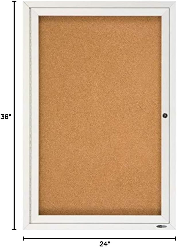 Quartet Bulletin Board, 2' x 3' Enclosed Cork Notice Board, Lockable Swing Door, Aluminum Frame (2363)