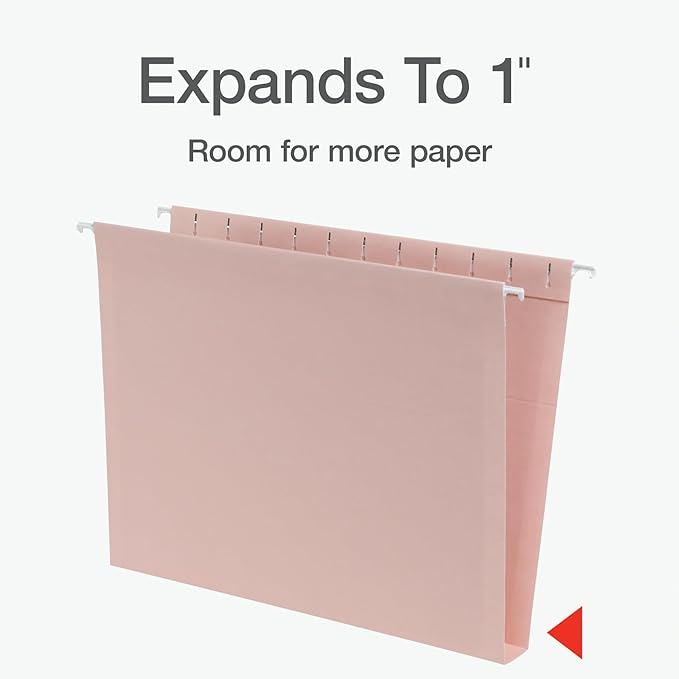 Pendaflex Hanging File Folders, 25 Pack, Letter Size (8.5" x 11"), Assorted Colors: Khaki, Peach, Light Blue, Light Green, 5 Tab Positions, Reinforced, Includes Tabs and Inserts, Durable Hanging Files