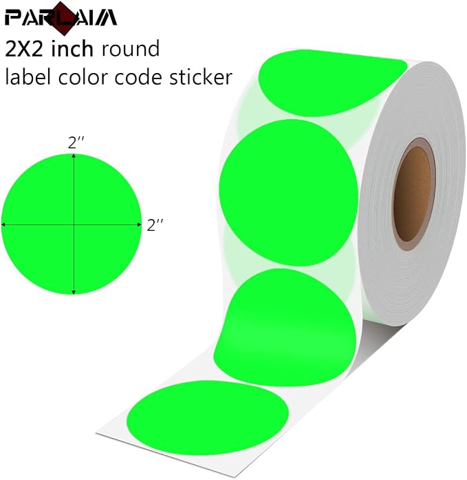 PARLAIM 2”Color Coding Labels Stickers,500PCS Round Circle Dot Stickers for Inventory Office Home Fluorescent Green