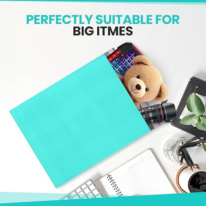 Teal Poly Bubble Mailers 14.50x20 Inch #7 | Self Seal Large Padded Envelopes | Air Cushioned Bubble Mailer | Usable Size 14.25x19 Inch | Waterproof Lightweight Mailing Shipping Bags | 100 Pack