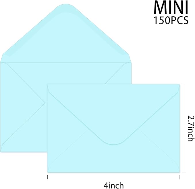 150 Packs of Gift Card Envelopes, 10 colors Mini Envelopes, Gift Card Holder, Business Card Envelopes(4"x2.75") (Multicolor)