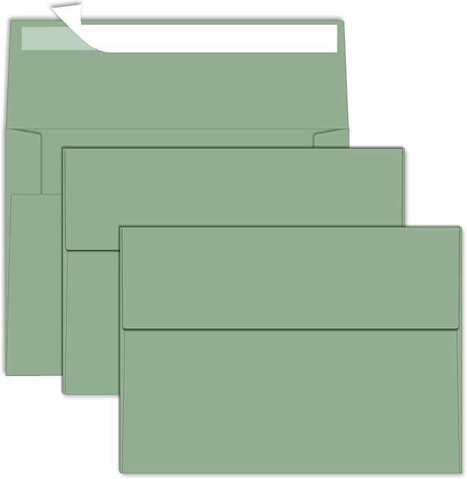 5x7 Envelopes For Invitation A7 Envelope green,50 pack 5x7 card Envelopes Self Seal,for weddings, greeting cards,baby shower,photos,birthday (50, Green, A7)