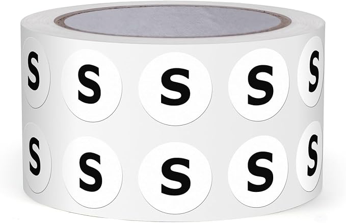 Letter S Stickers 0.5 Inch Vinyl Round Alphabet Label 1000 PCS | Self-Adhesive, Removable, Waterproof, Circle Capital Dots Tags, for Home Office Inventory Classroom