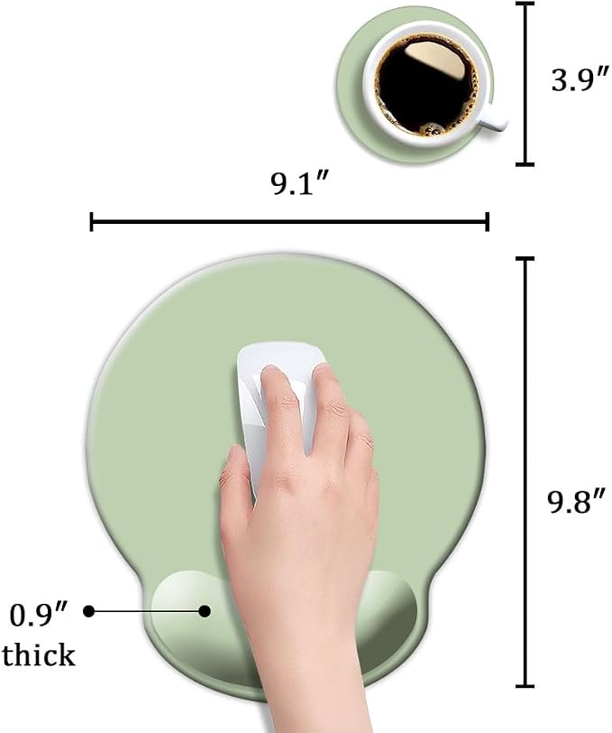 DOOKE Ergonomic Mouse Pad with Wrist Support, Cute Wrist Pad with Non-Slip Rubber Base for Computer, Laptop, Home Office Gaming, Working, Easy Typing & Pain Relief,Sage Green