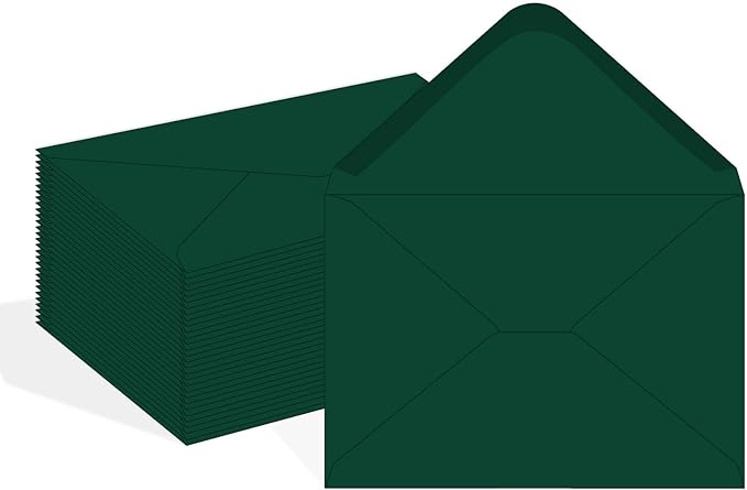 YINUOYOUJIA 50 pack Green 5x7 Envelopes V Flap,A7 Invitation Envelopes for 5x7 cards,Weddings,Birthday,Baby Shower,postcards,Photos,Mailing (Forest Green)