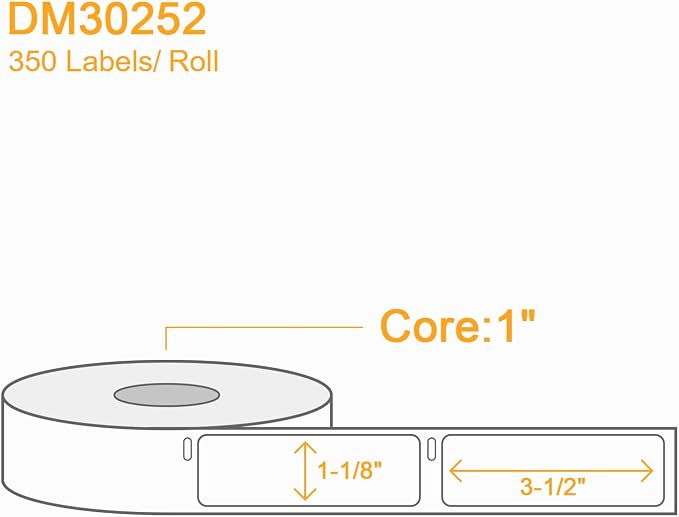 (4200 Labels/12 Rolls) Labelebal 12 Rolls Compatible with DYMO 30252,1-1/8" x 3-1/2"(28mm x 89mm) Direct Thermal Labels,Shipping Replacement Labels Compatible for DYMO LabelWriter Printer