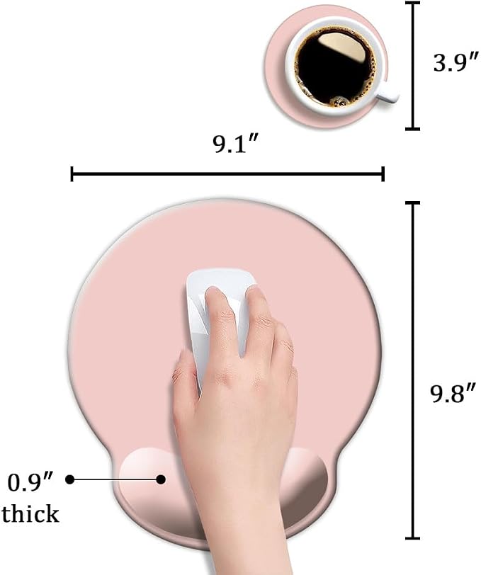 DOOKE ErgoComfort Wrist Rest Mouse Pad-Ergonomic Office Mousepad with Wrist Support-Non-Slip,Pink Desk Accessories Mat for Home&Game Decor Cute Pink