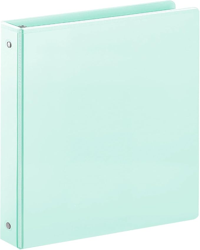 SUIN 1 Inch 3 Ring Binder, Clear 1'' View Presentation Binders with 2 Pockets, Fits 8.5 x 11 Letter Size, Durable Polypropylene, Non-Stick & PVC-Free for School, Office & Home (Pastel Green)