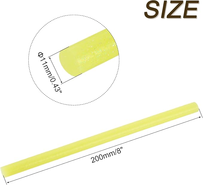 uxcell 30pcs Full Size Hot Glue Gun Sticks 8-inch x 0.43-inch High Sticky Large Hot Glue Sticks for Glue Gun, Glitter Yellow