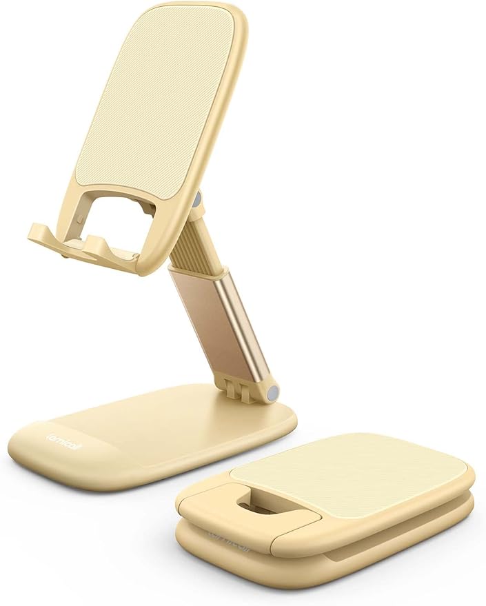 Lamicall Yellow Phone Stand for Desk - Telephone Stand Desk | Accessories Desktop Office Must Have, Compatible with iPhone 17 16 15 14 13 Pro Max Mini, 12 11 XR X 8 7 6 Plus SE, 4-8''