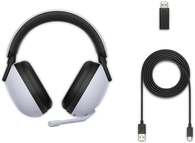 Sony INZONE H9 Gaming Headset, Wireless Noise Canceling Bluetooth Headset With Microphone, 360 Spatial Sound, For PC and PS5 (WH-G900N), White