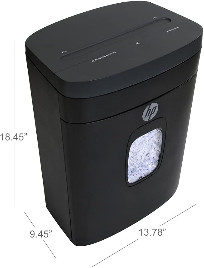 HP - Micro Cut Paper Shredder, 14-Sheet with Slide Top for Office | Micro Cut High Security Shredding, Slide Top Design, Pullout Basket, Rolling Casters, Home And Office Use