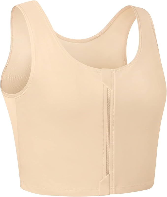 XUJI Transgender FTM Zip Up Breathable Half Chest Binder