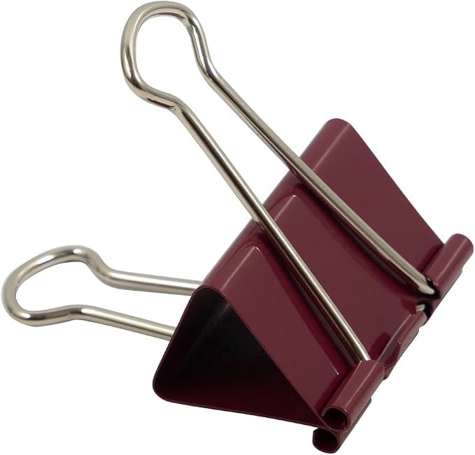 JAM PAPER Colorful Binder Clips - Large - 1 1/2 Inch (41 mm) - Burgundy Binderclips - 12/Pack
