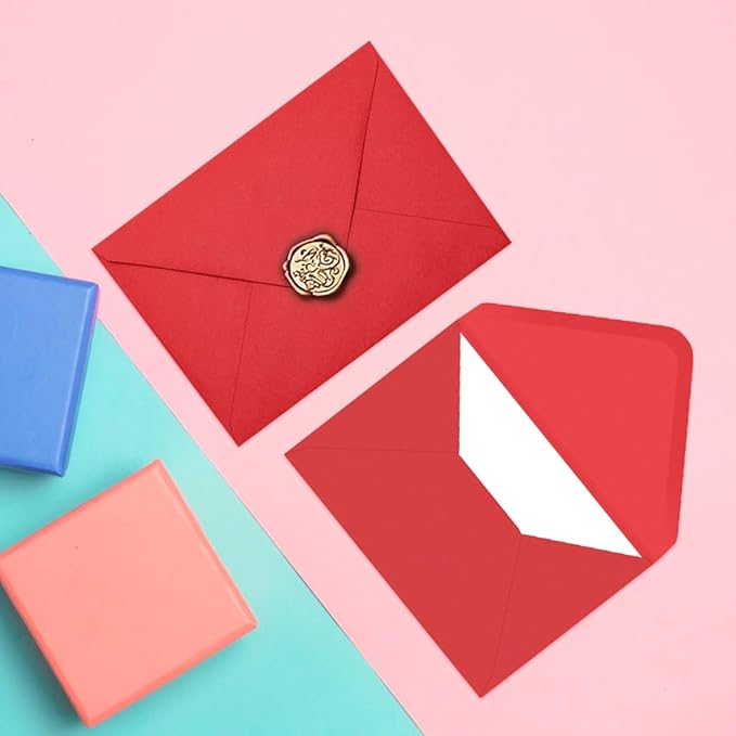 50 Packs of A7 Envelopes for Invitation, Red 5x7 Envelopes with V Flap, Great for Graduation, Invitation, Baby Shower, Wedding and RSVP Cards (Red)