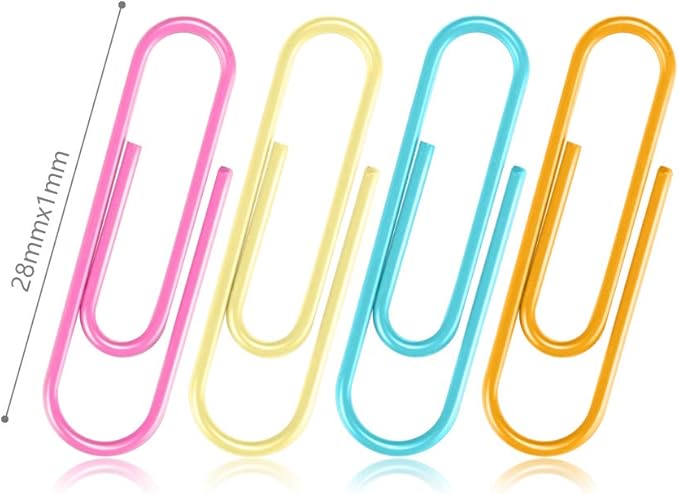 Paper Clips 28mm Assorted Color Paperclips for Office Premium Clips for Paperwork Paper Clips Small Paperclip Rustproof Paperclips Great for Office School Document Organizing (120pcs)