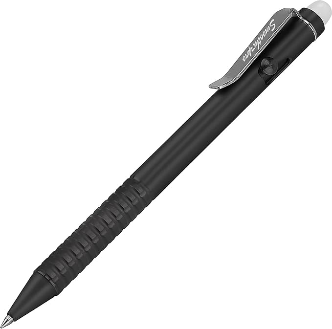 SMOOTHERPRO Bolt Action Pen, Stainless Steel Erasable Ballpiont Pen Compatible with Pilot FriXion Refill, EDC Pen for Writing, Black (SSF020S)