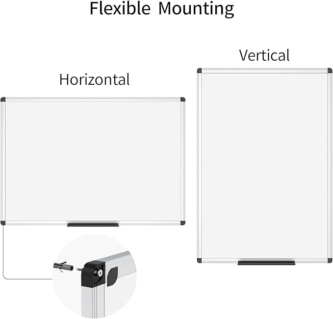 VIZ-PRO Dry Erase Board/Wall Mounted Whiteboard, 36 x 24 Inches | 3' x 2', Aluminum Frame, with Marker Tray, for School Office and Home