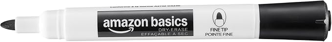 Amazon Basics Low-Odor Dry Erase Whiteboard Markers, Chisel Tip, Quick-Dry, Black, 36-Pack