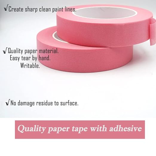 2 Pack Pink Painters Tape 1 inch Wide, Masking Tape 1 inch X 55 Yards X 2 Rolls, Pink Paper Tape for Arts DIY Crafts Painting Labeling Decoration School Projects Home Office