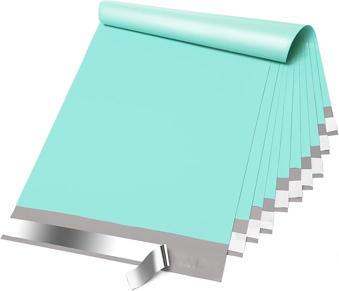 Fuxury Poly Mailers 10x13 Inch 50 Pcs, Waterproof Shipping Bags for Clothing, Strong Adhesive Shipping Envelopes for Small Business Suppliers, Self Seal Mailers Poly Bags Mailing Envelopes Green
