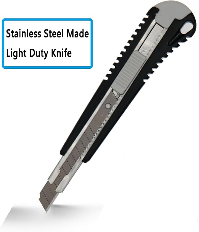 9mm Snap Off Utility Knife 3 Pack High Hardness Retractable Box Cutters with 30 Pcs Snap Off Blades,Package Cutter 9mm Knife for Home Office Workstation,Black
