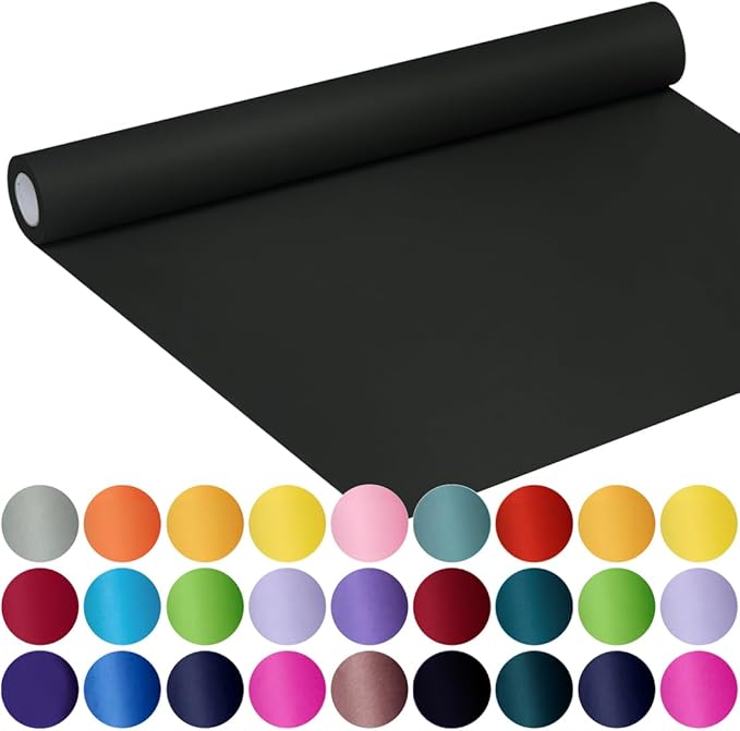 SMART&CASUAL Black Wrapping Paper 17.8" x 760" (63') Kraft Craft Paper Roll for Gift Bulletin Board Bouquet Flower Kids Art Packing Parcel Table Covering 80GSM 55LB (Black, 17.8" x 63')