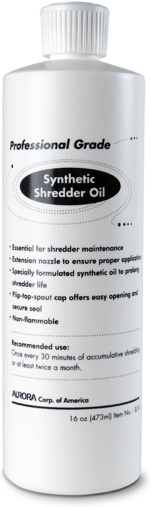 Aurora SL16 Professional Grade Synthetic Shredder Oil, 16 Oz Flip-Top Leak Proof Bottle, Synthetic Shredder Oil 16 oz. Bottle