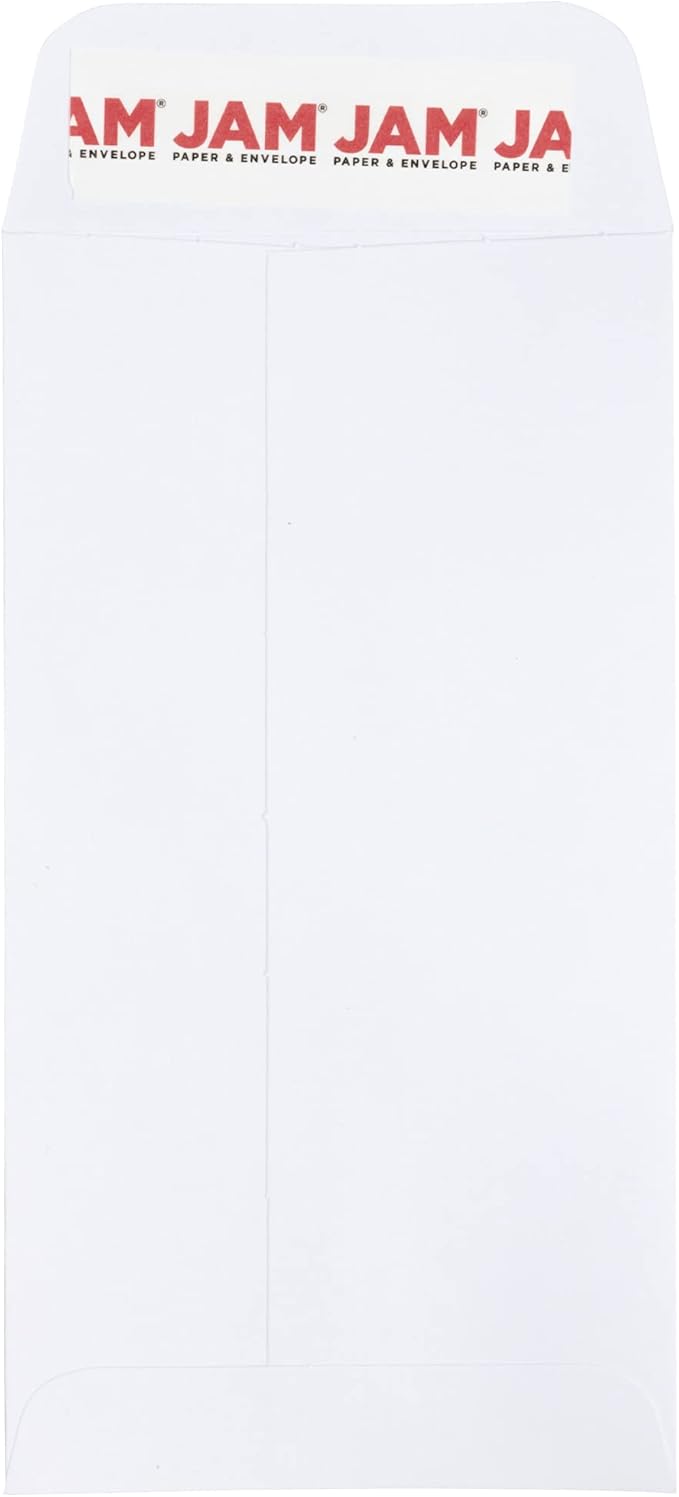 JAM PAPER #7 Coin Business Envelopes with Peel and Seal Closure - 3 1/2 x 6 1/2 - White - Bulk 500/Box