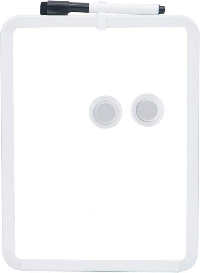 Magnetic Whiteboard with Marker and Magnets, 6" x 8",Small Whiteboard for Classroom, School Locker,Home, Office (White)