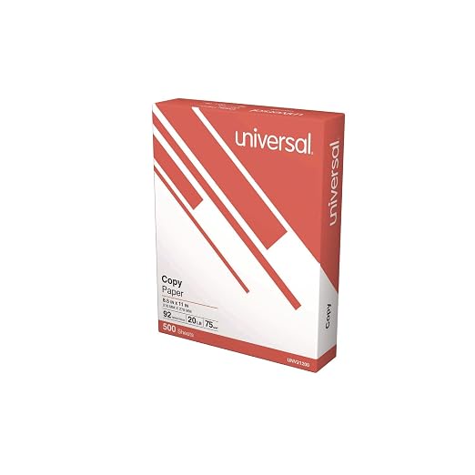 Universal Printer Copy Paper Convenience Carton, 92 Bright, 20 lb Bond Weight, 8.5 x 11, White, 500 Sheets/Ream, 8 Reams/Carton