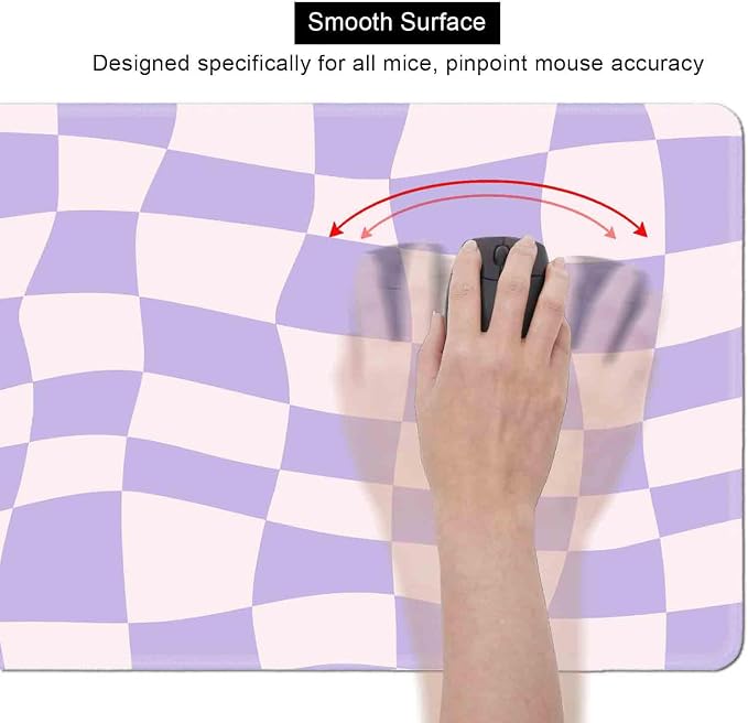 Pastel Purple Desk mat, Checkered Pattern Large Mouse Pad, Protector Pad Writing Mat for Work Home Decor, Desk Pad, Gaming Mousepad, Big Mouse Pads for Office Computer Laptop, 31.5 X 11.8 in