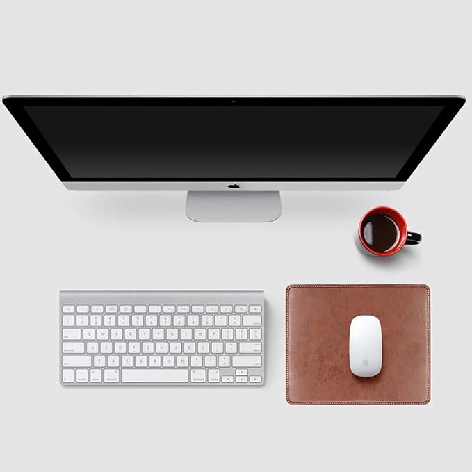 Non-Slip Rubber Base Leather Mousepad for Laptop Computer PC Personality Desings Gaming Mouse Pad Mat 9.45 X 7.87 inch (Leahter Mouse Pad-Coffee, 9.45 X 7.87 inch)