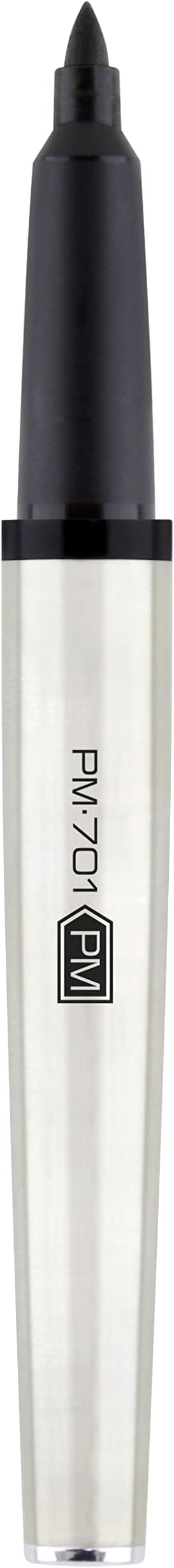 Zebra Pen, PM-701 Permanent Marker, Fine Bullet Point, Black Ink, Stainless Steel Barrel, Refillable, Cap Off Time of 120 Hours, Weighted Design with Metal Clip, 1-Pack (65111)