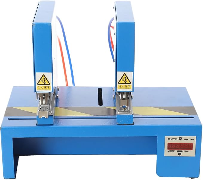 Heavy Duty Smart Dual Head Binder for Office, Electric Smart Stapler Multi-Function Induction Two Head Automatic Pneumatic Binding Machine with Adjustable Spacing 2.5-30cm for Packaging, Print