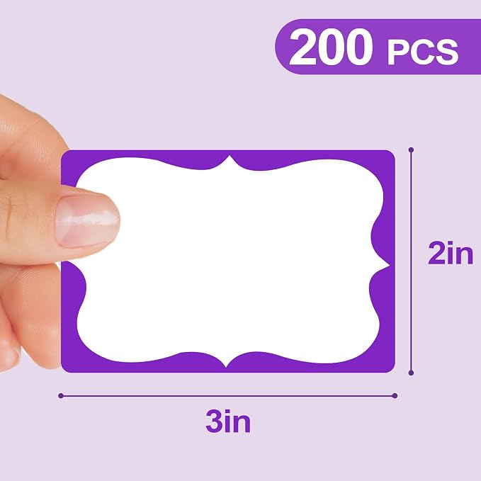 Purple Name Tags,2"x 3" Name Tag Stickers with Purple Border 200 Pcs Adhesive Name Tags Sticker Name Badges Labels for School, Office, Home, Party, Conferences (Pack of 2)