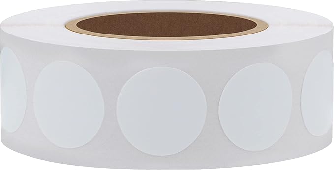 Hybsk White Permanent Color-Code Dot Stickers Round Semi Gloss Paper Stickers Adhesive Label (3/4 inch)