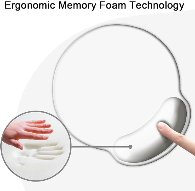 DOOKE ErgoComfort Wrist Rest Mouse Pad-Ergonomic Office Mousepad with Wrist Support-Non-Slip,Pink Desk Accessories Mat for Home&Game Decor White