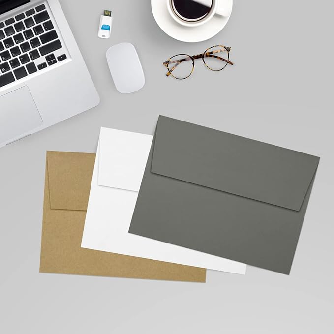 LUXPaper A7 Invitation Envelopes | Peel & Press | 5 1/4" x 7 1/4" | Smoke Gray | 80lb. Text | 250 Qty