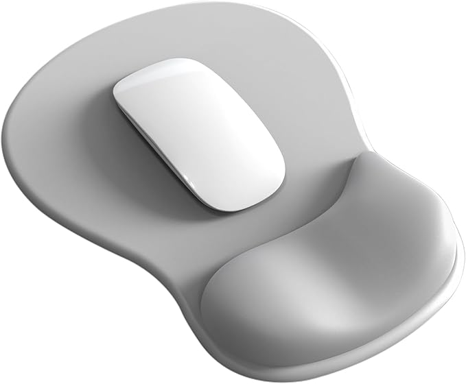 Mouse Pad with Wrist Rest,Ergonomic Mouse Pad with Comfortable Gel Wrist Rest Support and Non-Slip PU Base for Easy Typing Pain Relief, Durable and Washable(Gray)