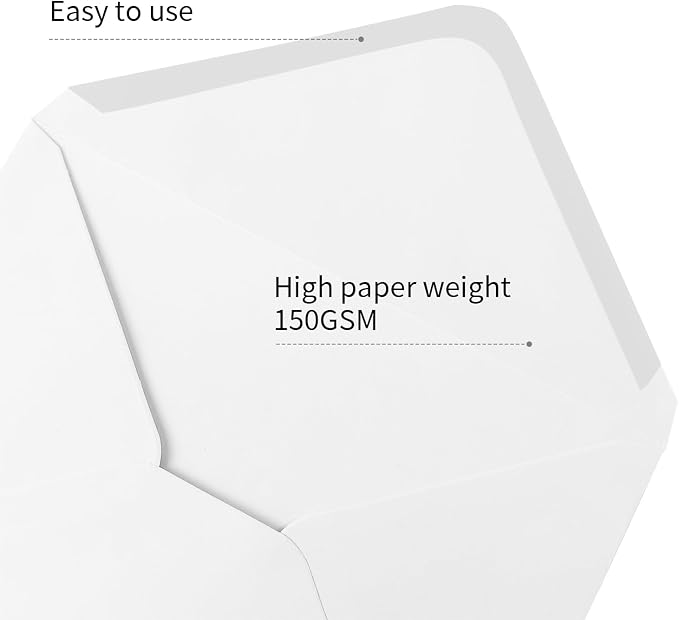 A7 Envelopes 30 Pack White 5x7 V Flap Thick Invitation Envelopes | 150gsm,for 5x7 photos,cards,wedding,birthday,graduation,party,announcements,baby shower,holiday mails,with Stickers