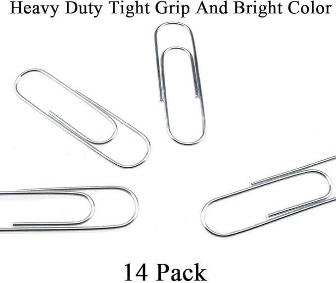HAHIYO Paperclips 4 inch (100mm) Extra Large Paper Clips Sturdy Bright Silver Vinyl Coated Prevent Scratching Tearing The Pages for Bookmark Organize Home Office School 14 Pack