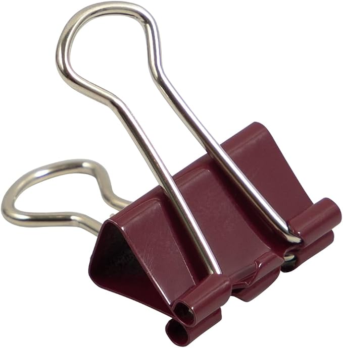 JAM PAPER Colorful Binder Clips - Small - 3/4 Inch (19 mm) - Burgundy Binderclips - 25/Pack
