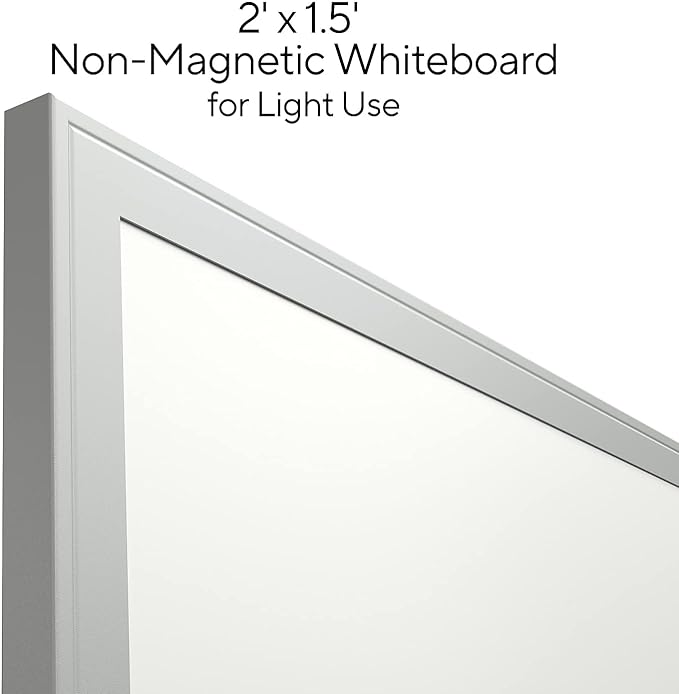 TRU RED Melamine Whiteboard | Dry Erase Board for Wall, White Board with Gray Frame, 2 ft x 1.5 ft